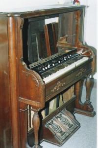 The pump organ used for services on Pelee Island, Ontario