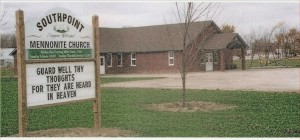 Church building with sign out front that says Southpoint Mennonite Church