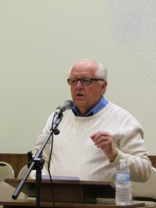 Walter Koop welcomed approximately 100 guests who came to hear Rudy Wiebe Speak