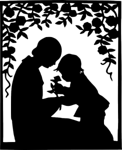 Mother and child silhouette