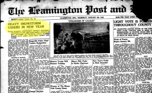 Headline article, January 4, 1945: "Heavy Snowstorm Ushers in New Year"