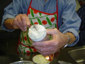 Putting in flour