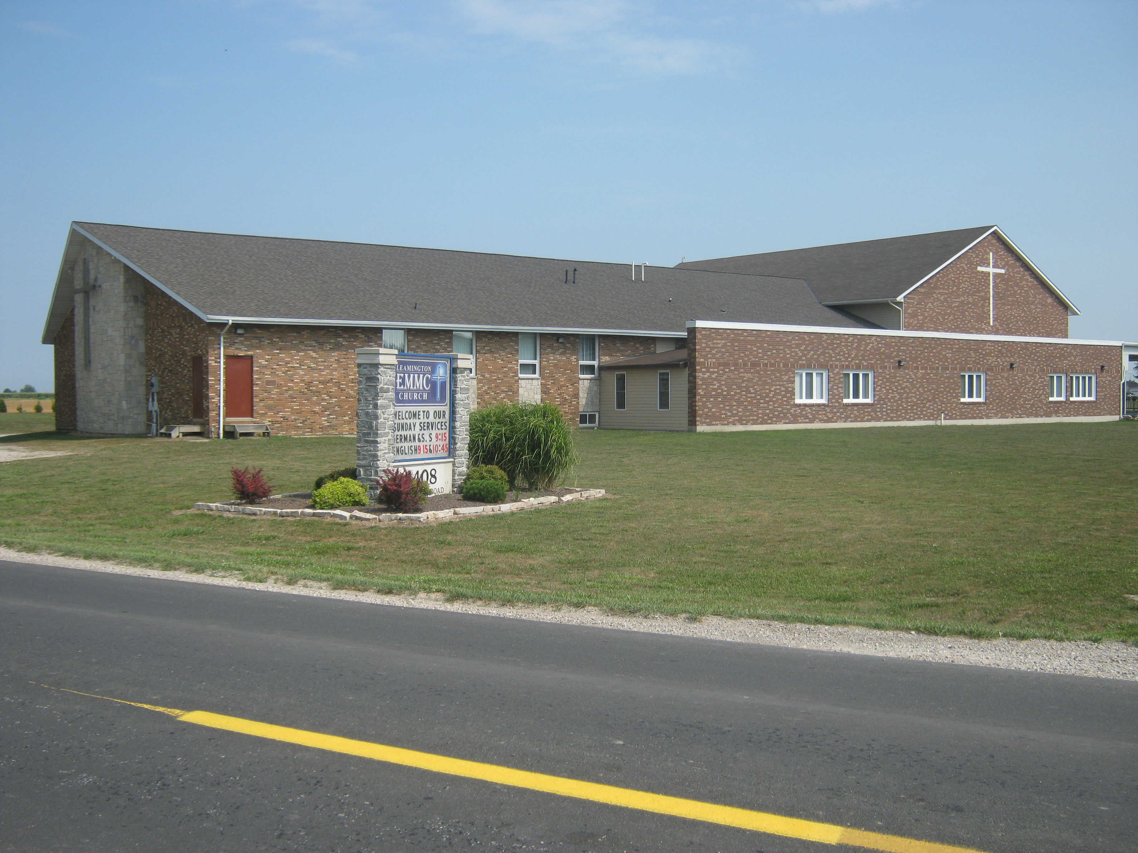 Large red brick church