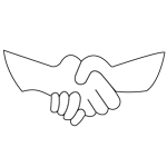Outline drawing of a pair of hands in a handshake