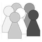 geometric people in black and white